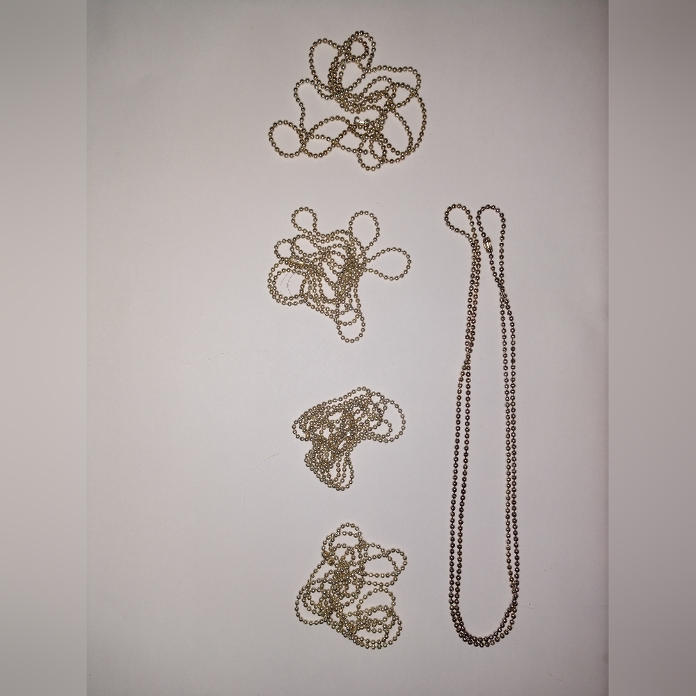 Set of 5 ball chain necklaces, gold color,  new never used.
